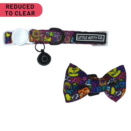 CAT COLLAR & BOW TIE: Graffiti {FINAL SALE}