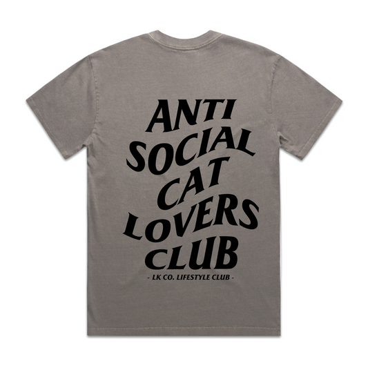 LK CO. LIFESTYLE CLUB TEE (Unisex Sizing): "Anti Social Cat Lovers Club" | (Digital Printing)