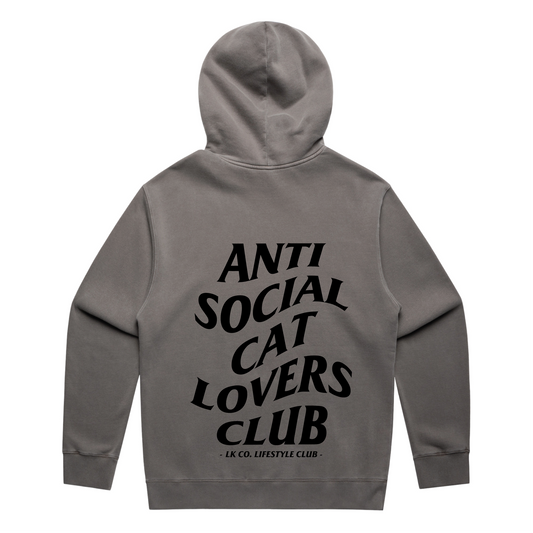 LK CO. LIFESTYLE CLUB HOODIE (Unisex Sizing): "Anti Social Cat Lovers Club" (Digital Printing)