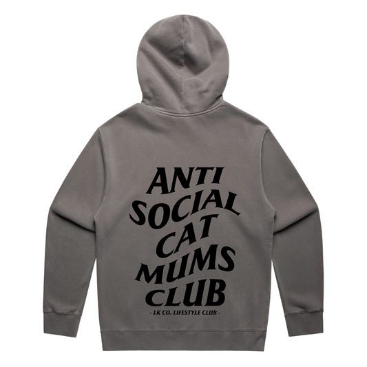 LK CO. LIFESTYLE CLUB HOODIE (Unisex Sizing): "Anti Social Cat Mums Club" (Digital Printing)