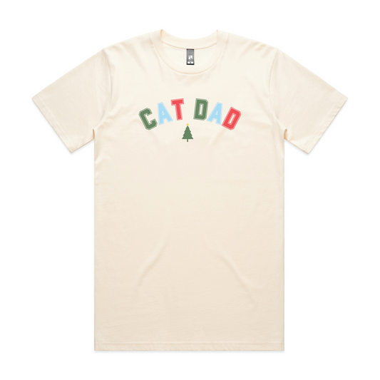 LK CO. LIFESTYLE CLUB TEE: "Christmas Cat Dad" | Ecru (Digital Printing)