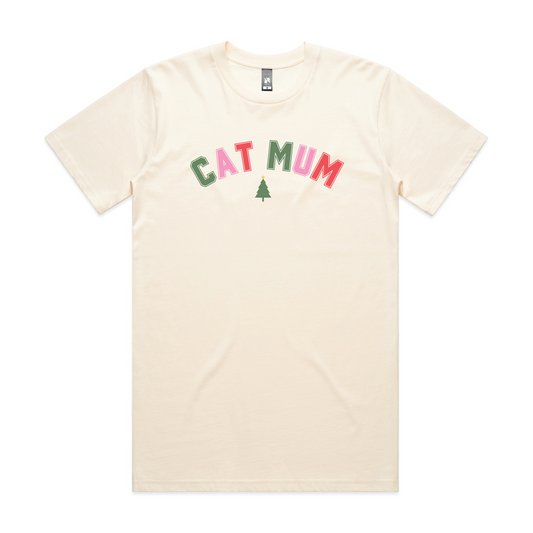 LK CO. LIFESTYLE CLUB TEE: "Christmas Cat Mum" | Ecru (Digital Printing)