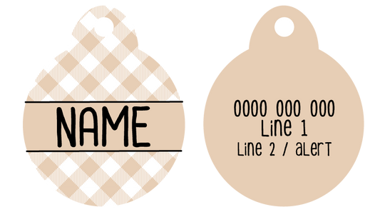 Pet ID Tag | Latte Gingham