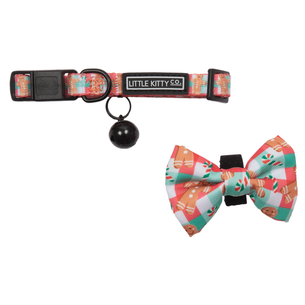 CAT COLLAR & BOW TIE: Christmas Gingerbread (NEW!)
