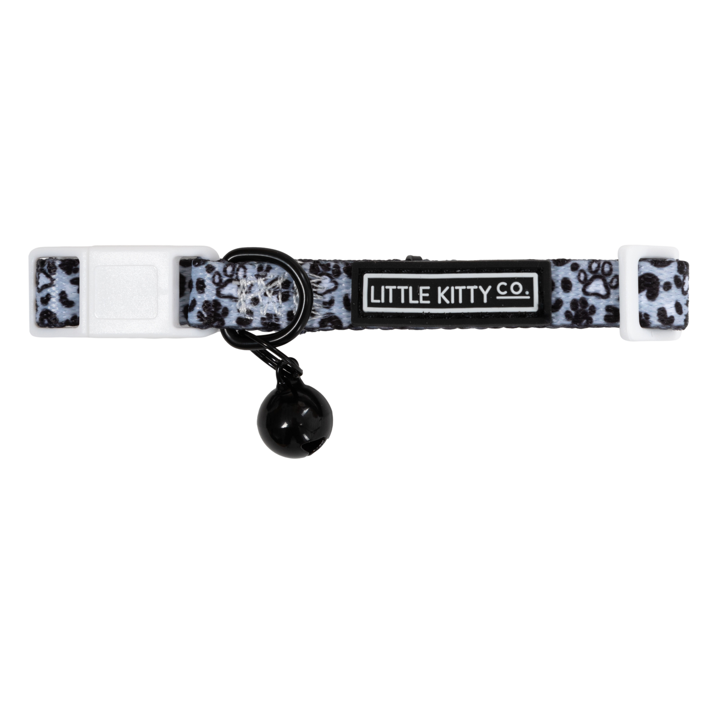 Cat Collar and Bow Tie Wild Paws Grey Black White Paw Prints Leopard Print