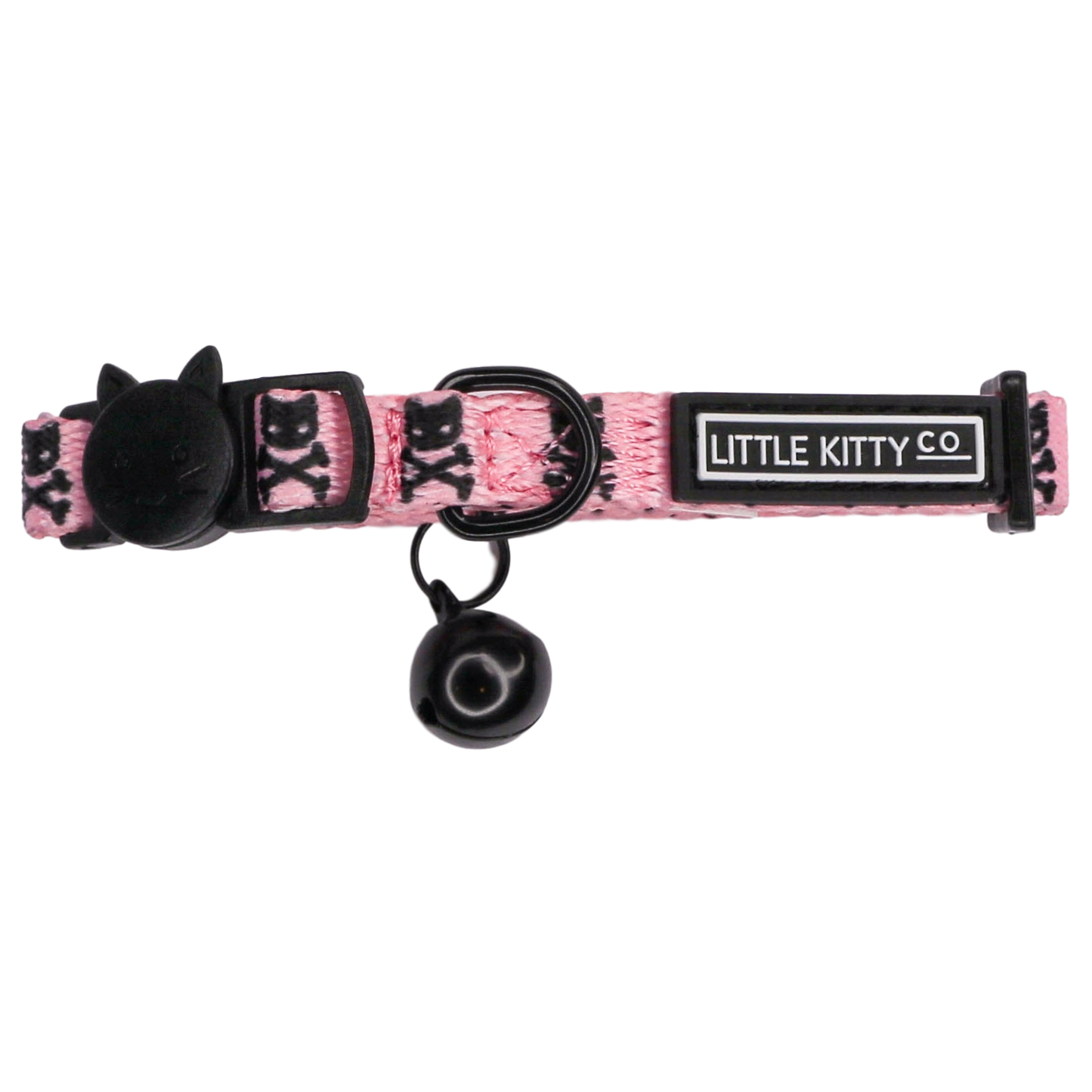 Cat Collar with Bow Tie and Black Bell Prettiest of them All Pink Cat Skulls